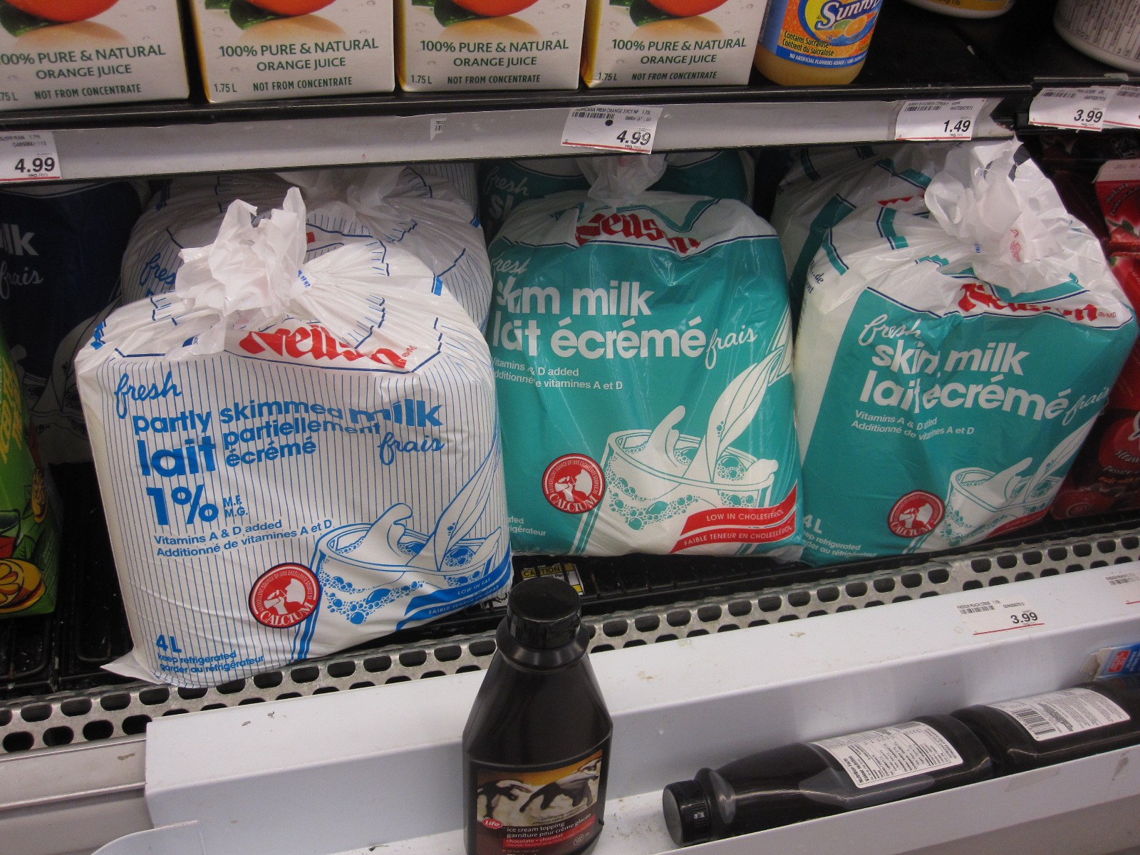 Milk outside a bag of milk. Milk Bags in Canada. Canadian Milk Bag. Bagged Milk Canada. Milk Bag in Toronto.